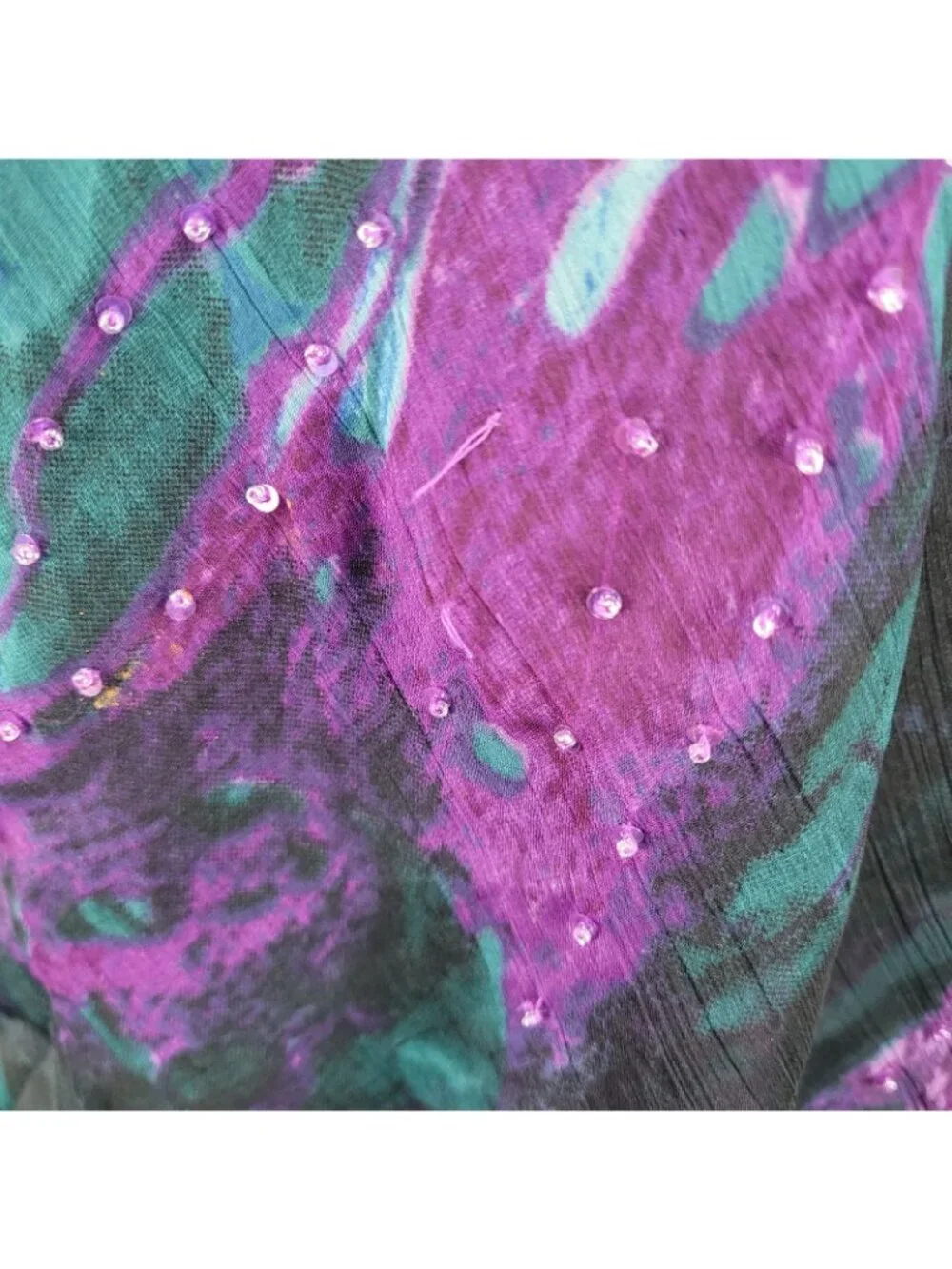 VTG Pegasus Woman Purple Chiffon Sequin 2 Piece Skirt Set Blouse Outfit Reg Size